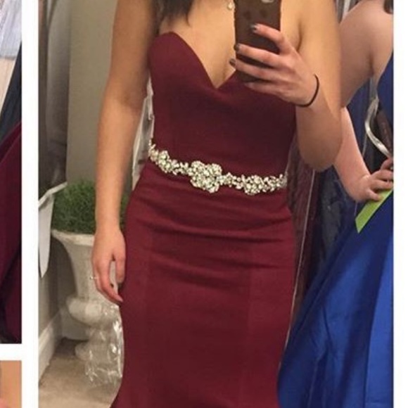 Burgundy Jovani Prom Dress #34010 - Picture 4 of 5